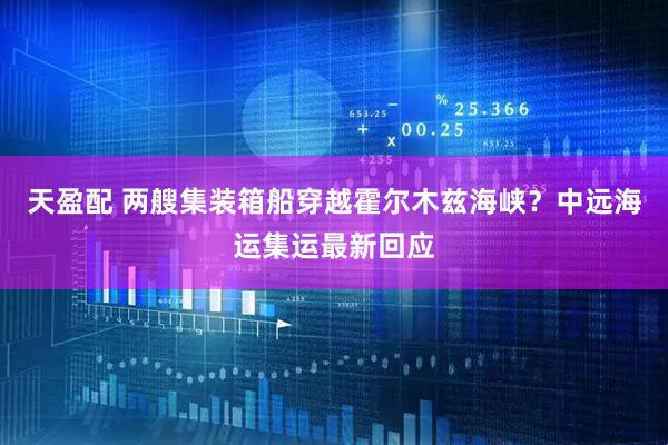 天盈配 两艘集装箱船穿越霍尔木兹海峡？中远海运集运最新回应